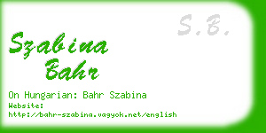 szabina bahr business card